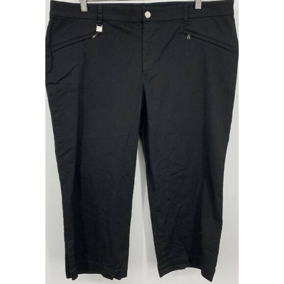 Ralph Lauren Women Crop Pants Size 16 Black Stretch Capri Casual Travel EUC - Picture 1 of 5